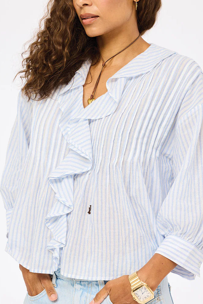 Rosen Stripe Blouse- Solvang Blue
