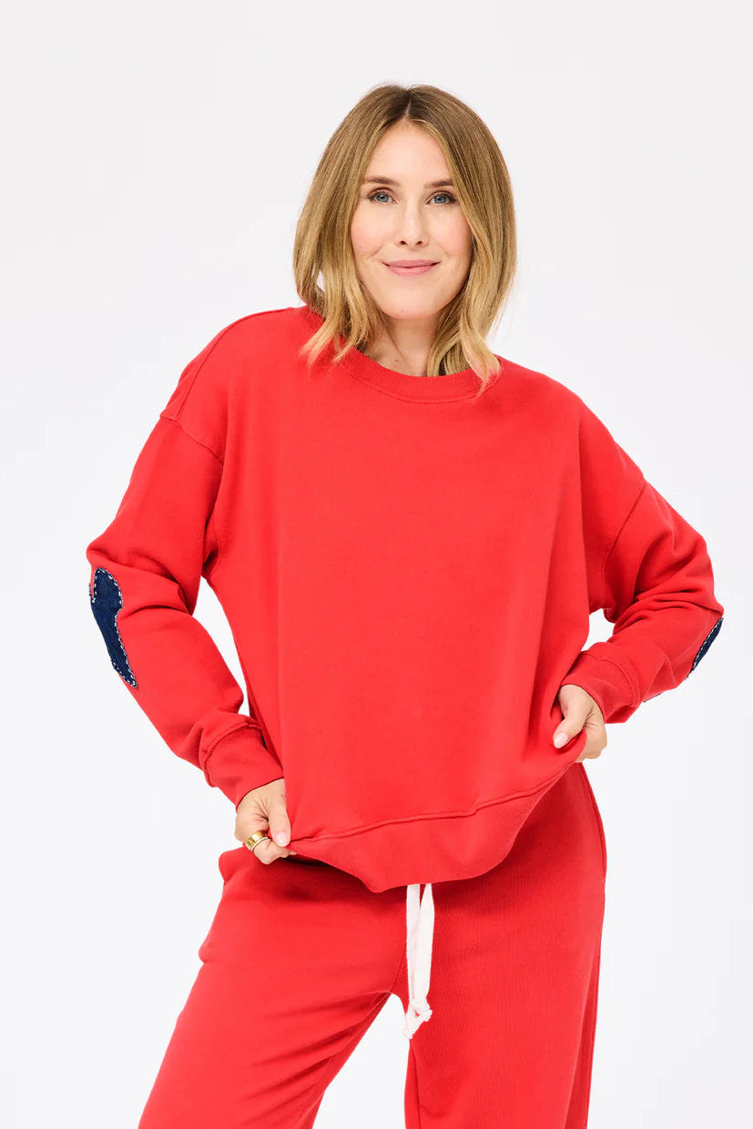 Ex-Boyfriend Patchwork Sweatshirt- Poppy Red