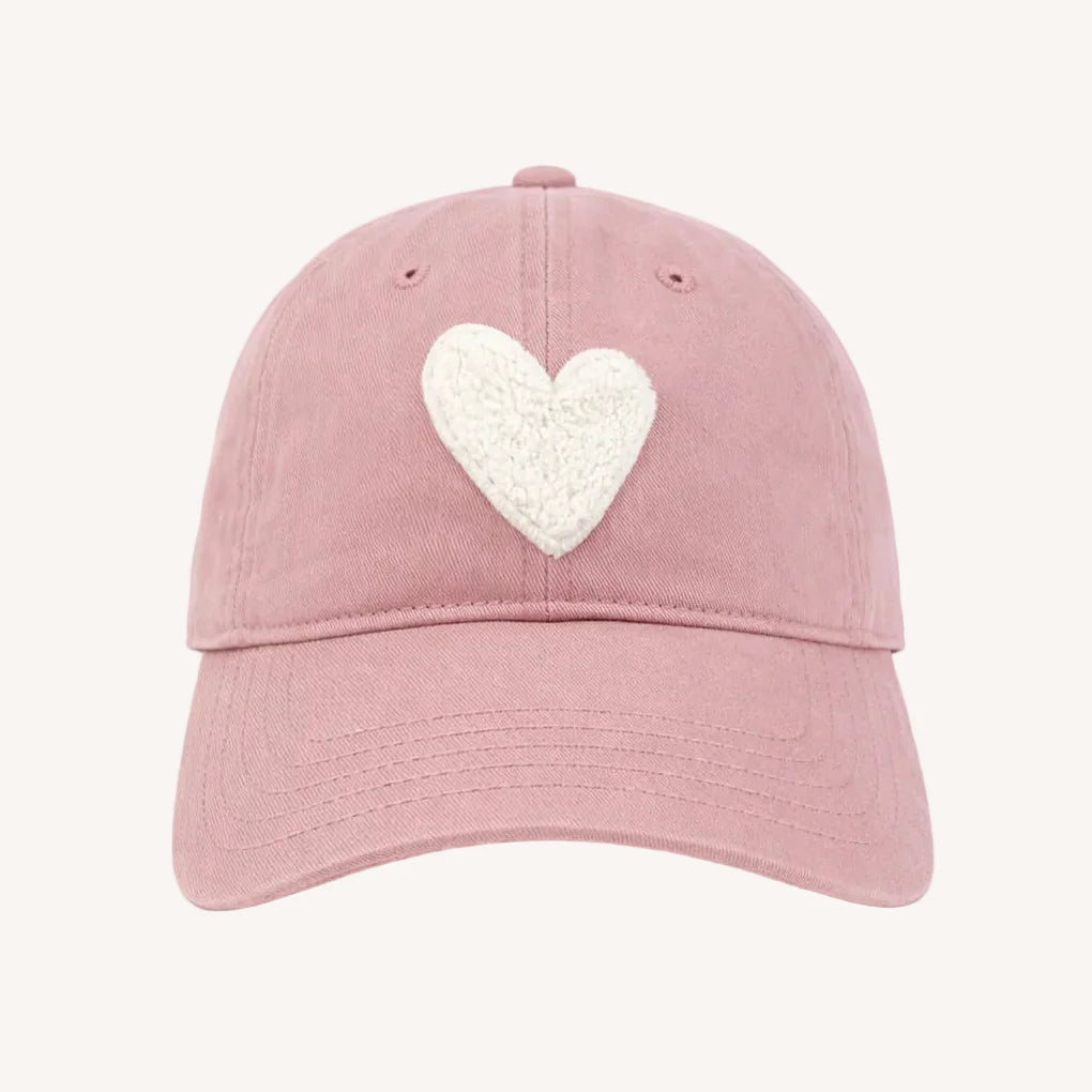 KR Imperfect Chennille Heart Hat- Mauve-Cream