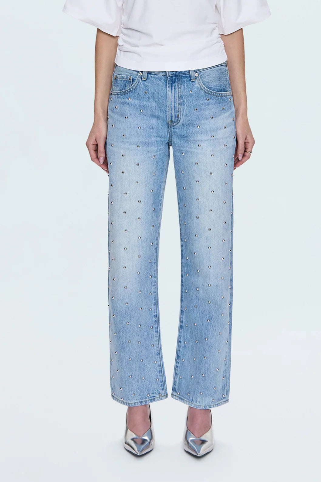 Lexi Mid Rise Bowed Straight Jean- Aries