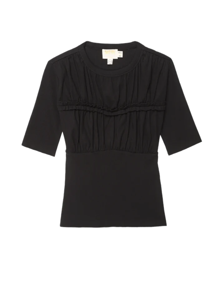 Lila Rouched Bust Tee- Jet Black