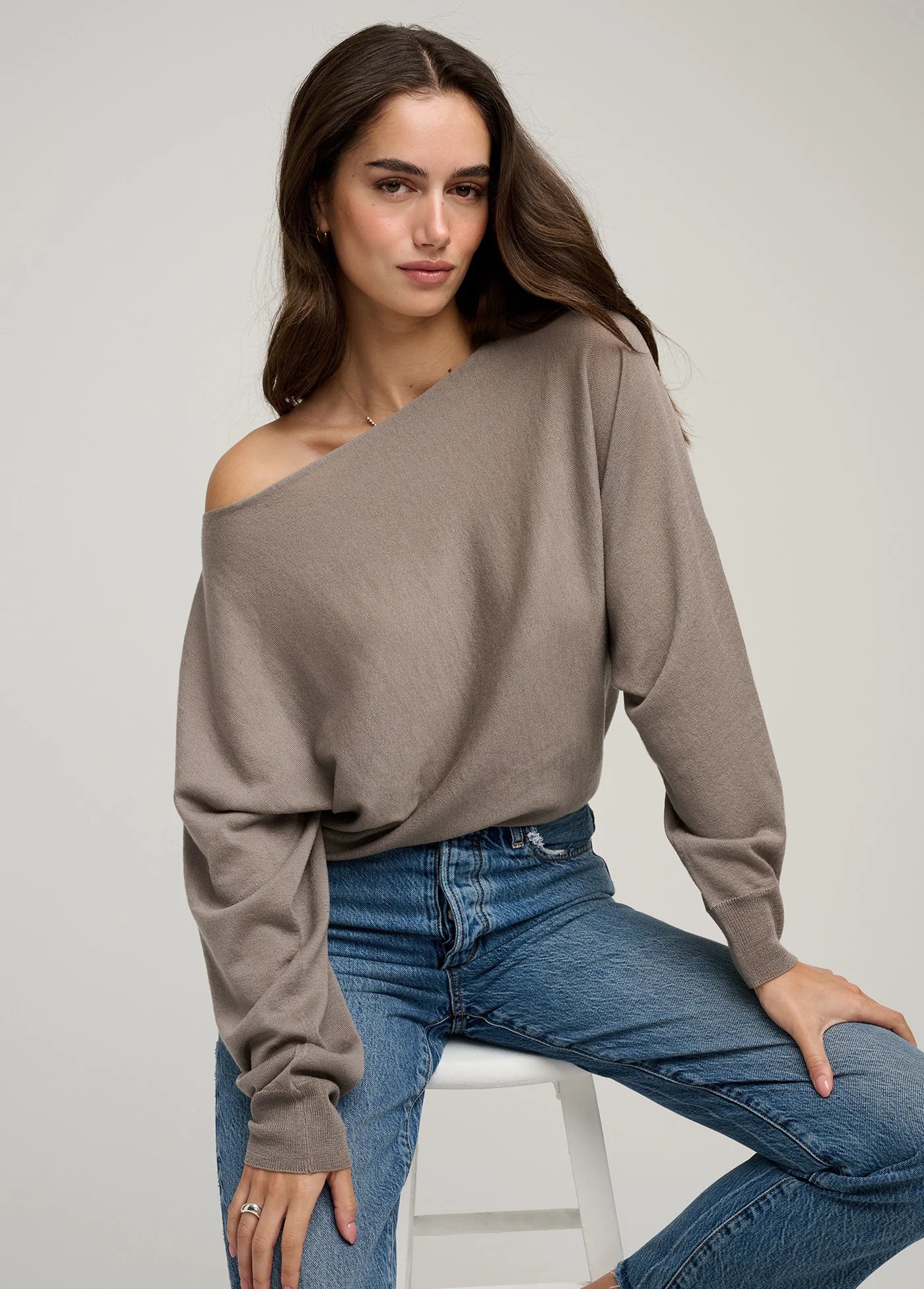 Collection Boatneck Sweater- Soft Taupe