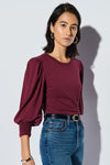 Loren Peasant Tee—Bordeaux