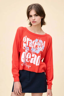 Grateful Dead Blooming Flowers Raglan- Radiant Watermelon