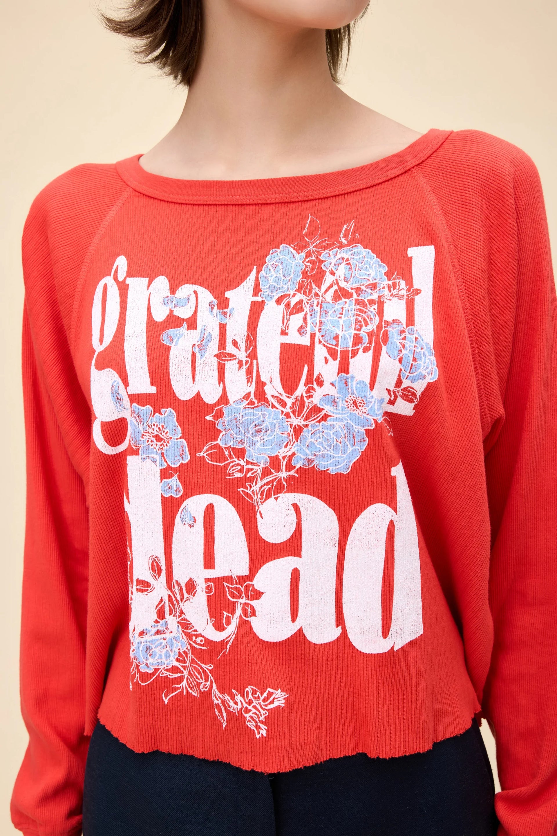 Grateful Dead Blooming Flowers Raglan- Radiant Watermelon **Final Sale**