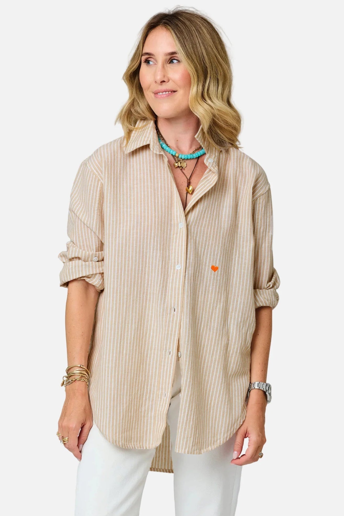 Jack Linen Stripe Shirt- Oak