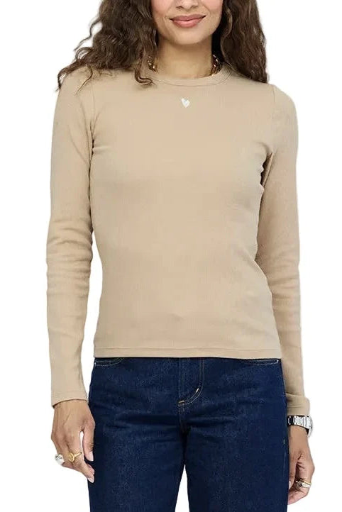 KR Long Sleeve Rib Tee in Camel
