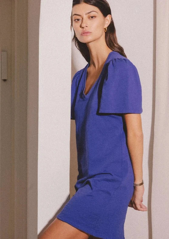 Mallory Flutter Sleeve Dress- Cobalt Blue