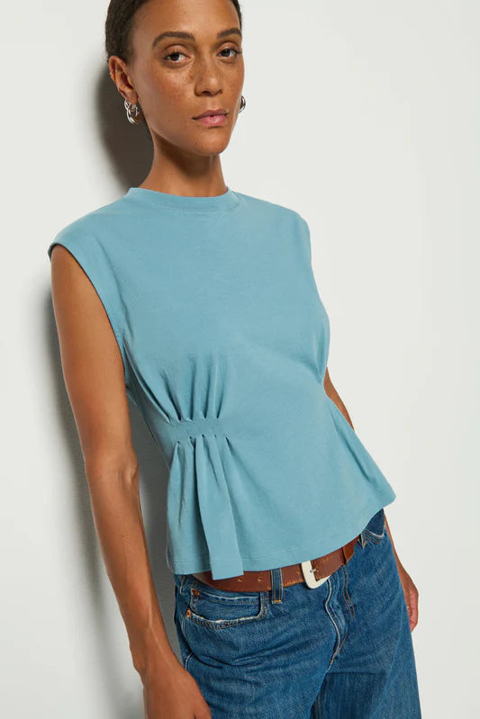 Meg Pleated Tank- Smokey Blue