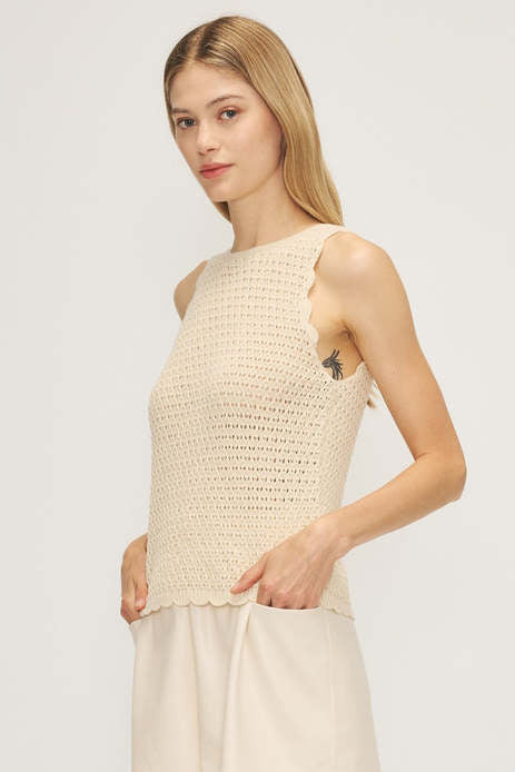 Mirali Knit Sweater Top- Cream