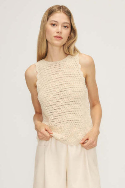Mirali Knit Sweater Top- Cream