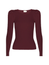 Molly Tee With Button Details- Bloodstone Burgundy