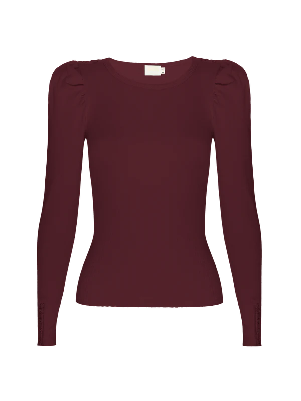 Molly Tee With Button Details- Bloodstone Burgundy**FINAL SALE**