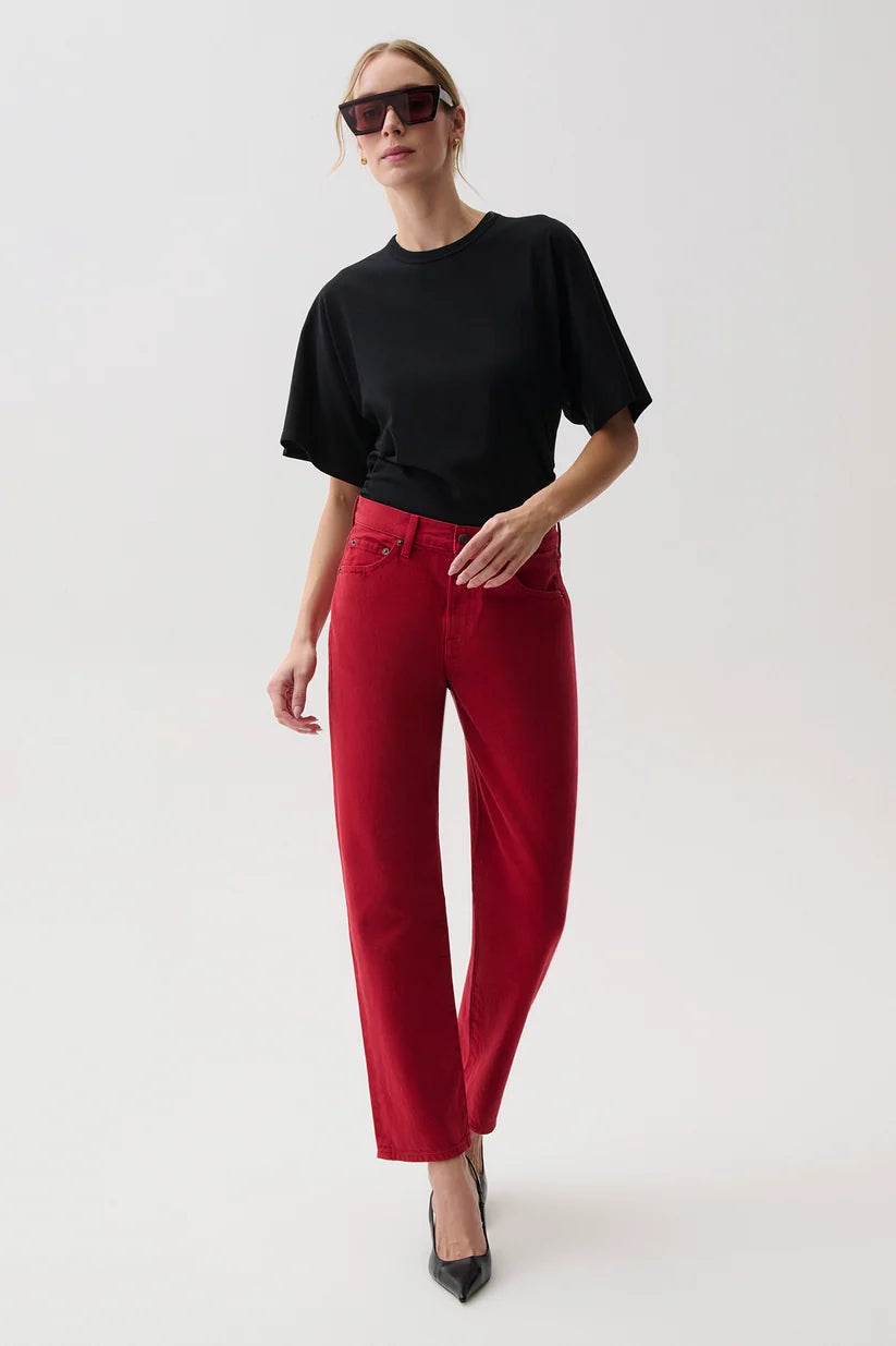 Lexi Mid Rise Bowed Straight in Savvy Red