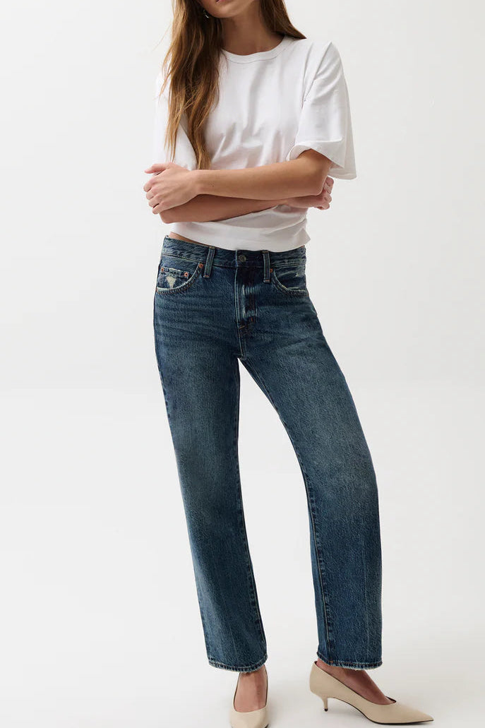 Lexi Mid Rise Bowed Straight Leg Jean- Artisan