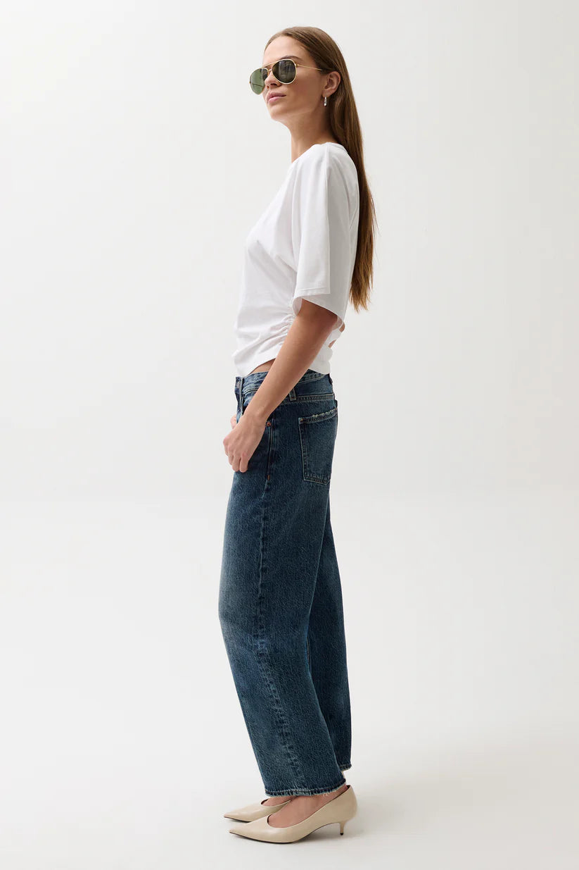 Lexi Mid Rise Bowed Straight Leg Jean- Artisan