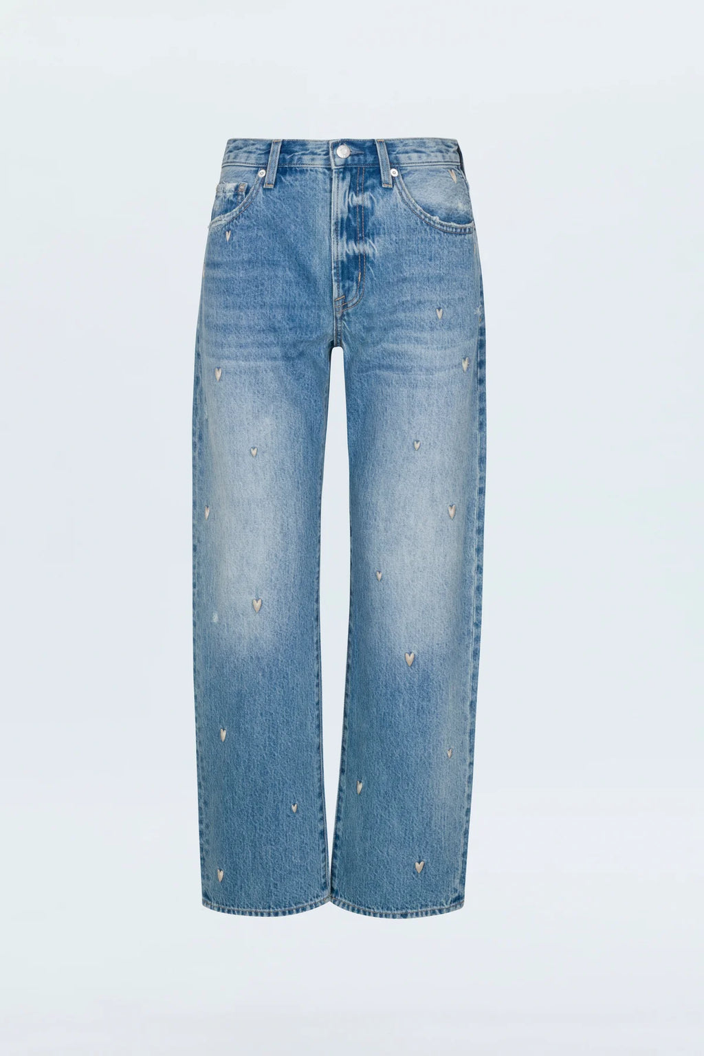 Lexi Barrel Jeans with Embroidered Hearts- Confetti Vintage