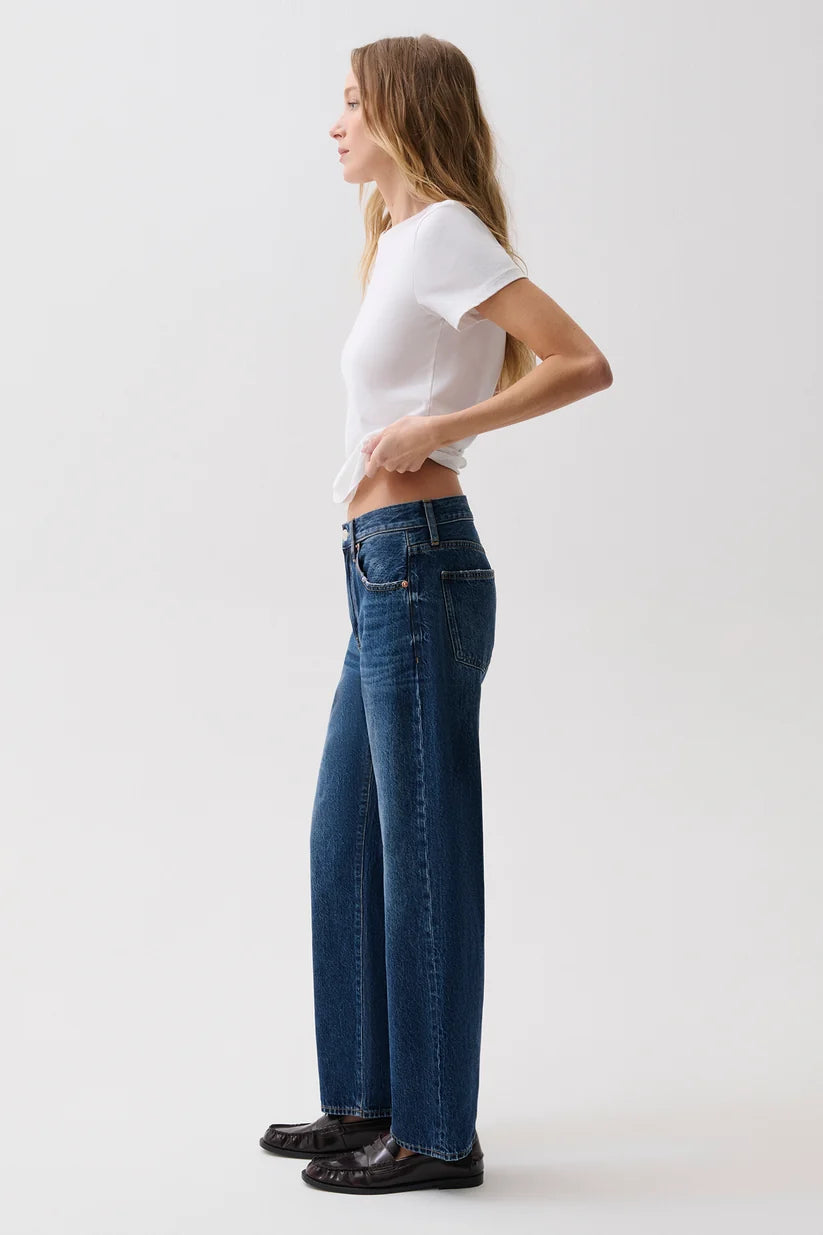 Lexi Mid Rise Bowed Straight Jean in Moonwave