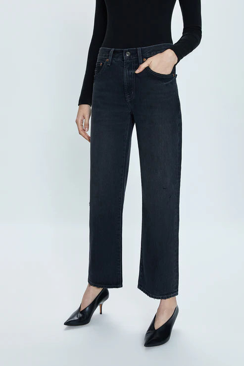Lexi Mid Rise Bowed Straight Jean- Mercury