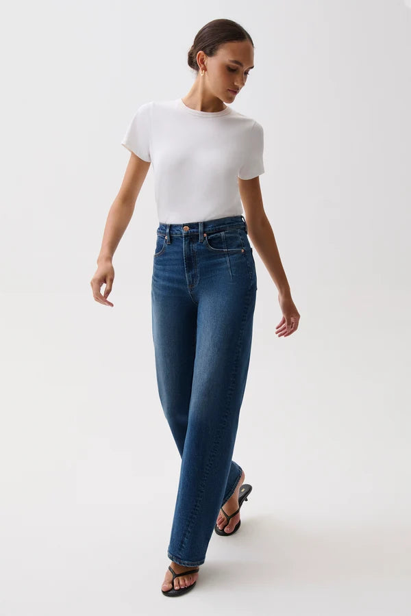 Kyra High Rise Bowed Wide Leg in Inkwell