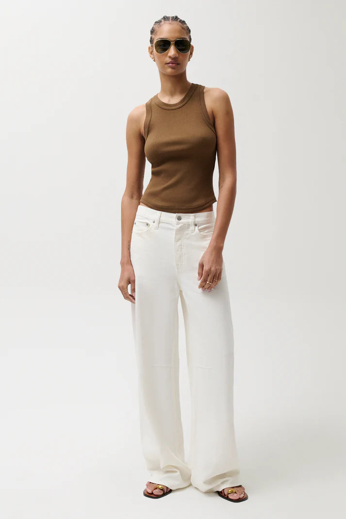Sydney High Rise Linen Bowed Wide Leg- Egret