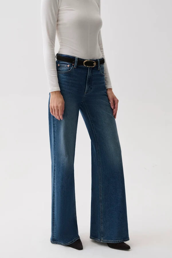 Vivian Mid Rise Wide Leg in Blue Depths