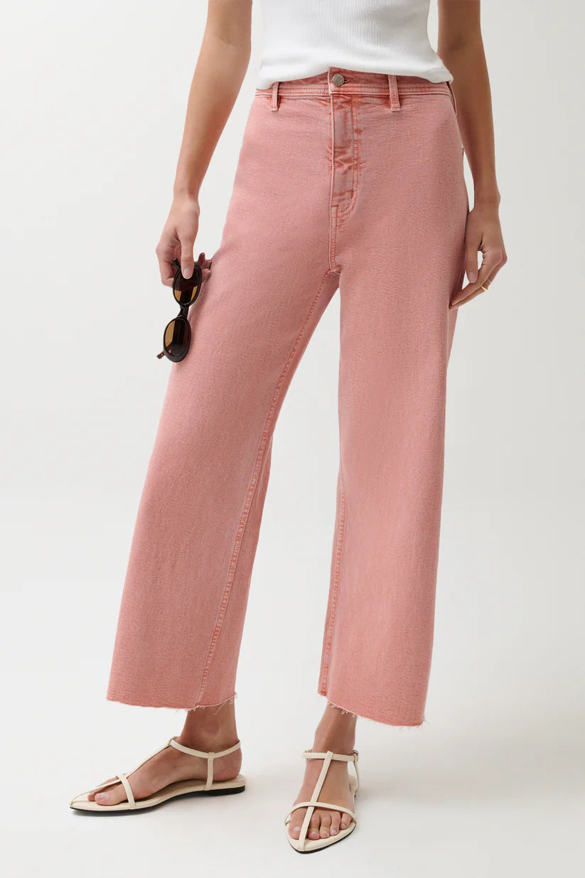 Penny Crop High Rise Wide Leg Crop- Coral Rose