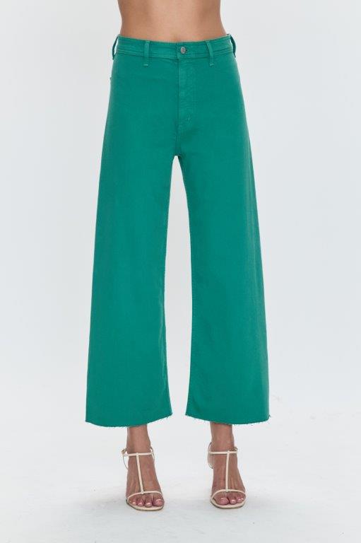 Penny Crop High Rise Wide Leg- Viridian Green