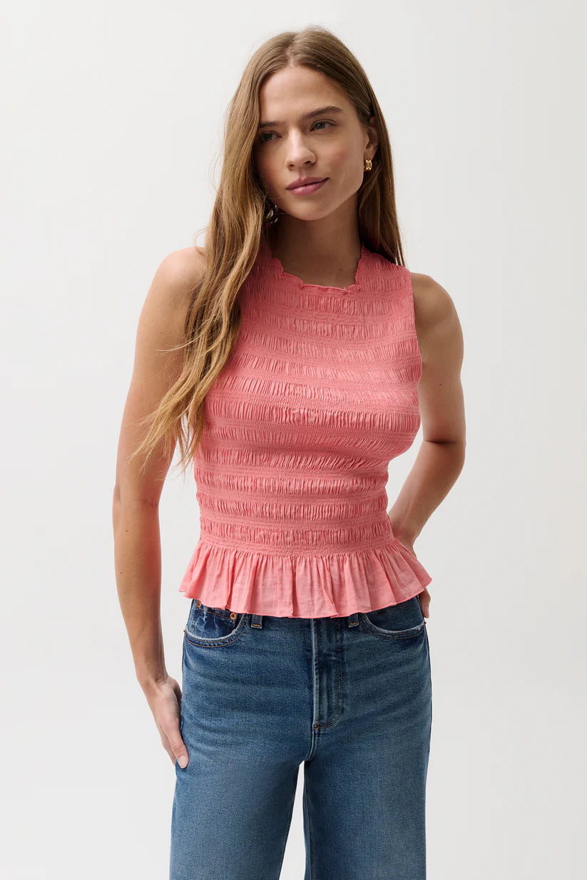 Phoebe Smocked Tank- Coral Rose