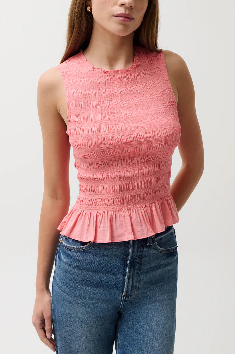 Phoebe Smocked Tank- Coral Rose