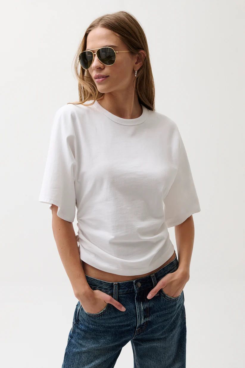 Veronica Sleeve Fitted Tee- Le Blanc