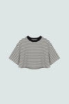 Mae Stripe Boxy Tee—Black/White