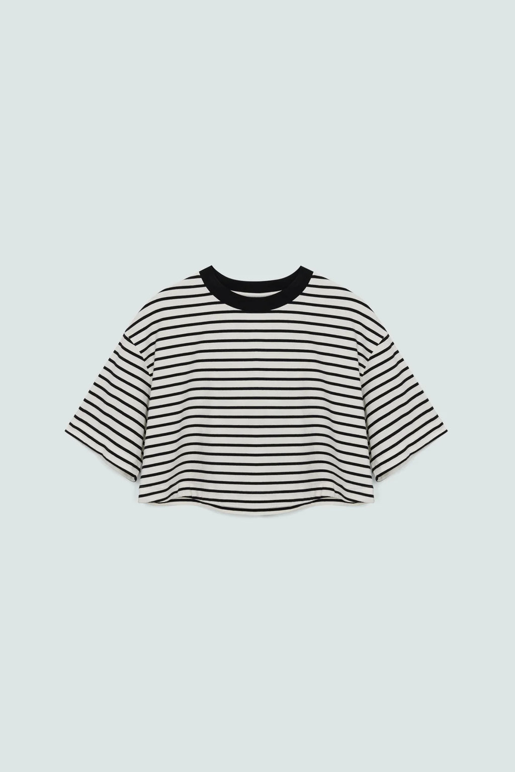 Mae Stripe Boxy Tee—Black/White