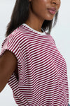 Trina Muscle Tee—Sangria White Stripe