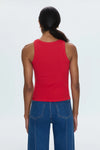 Christy Curved Hem Tank- Ruby