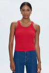 Christy Curved Hem Tank- Ruby