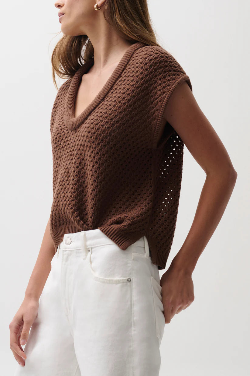 Beck Open Knit Cropped Sweater- Java