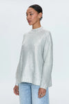 Carleen Mock Neck Relaxed Fit Sweater- Snow Disco