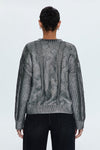 Everly Metallic Cable Knit Sweater- Gilded Midnight