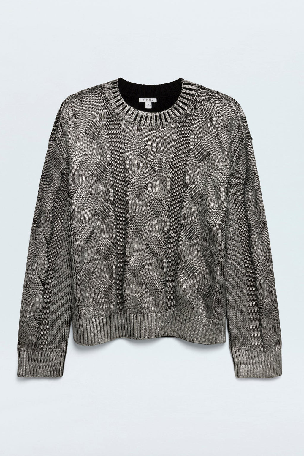 Everly Metallic Cable Knit Sweater- Gilded Midnight