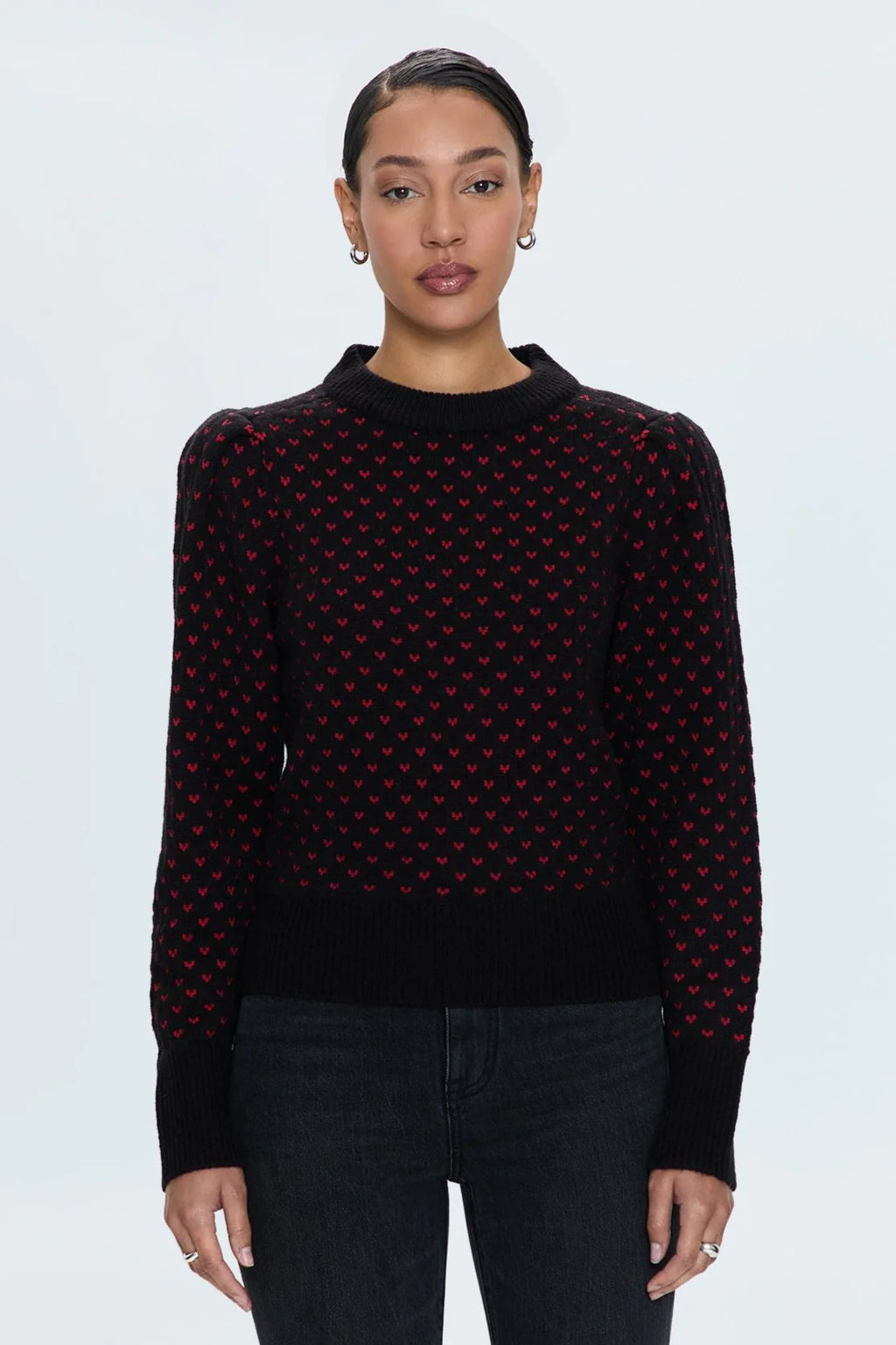 Coco Puff Sleeve Heart Sweater- Amour