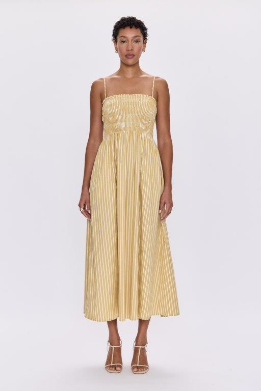 Bianca Midi Dress- Beach Sand Stripe