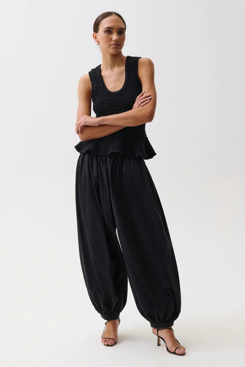 Liya Poplin Balloon Pant- Noir