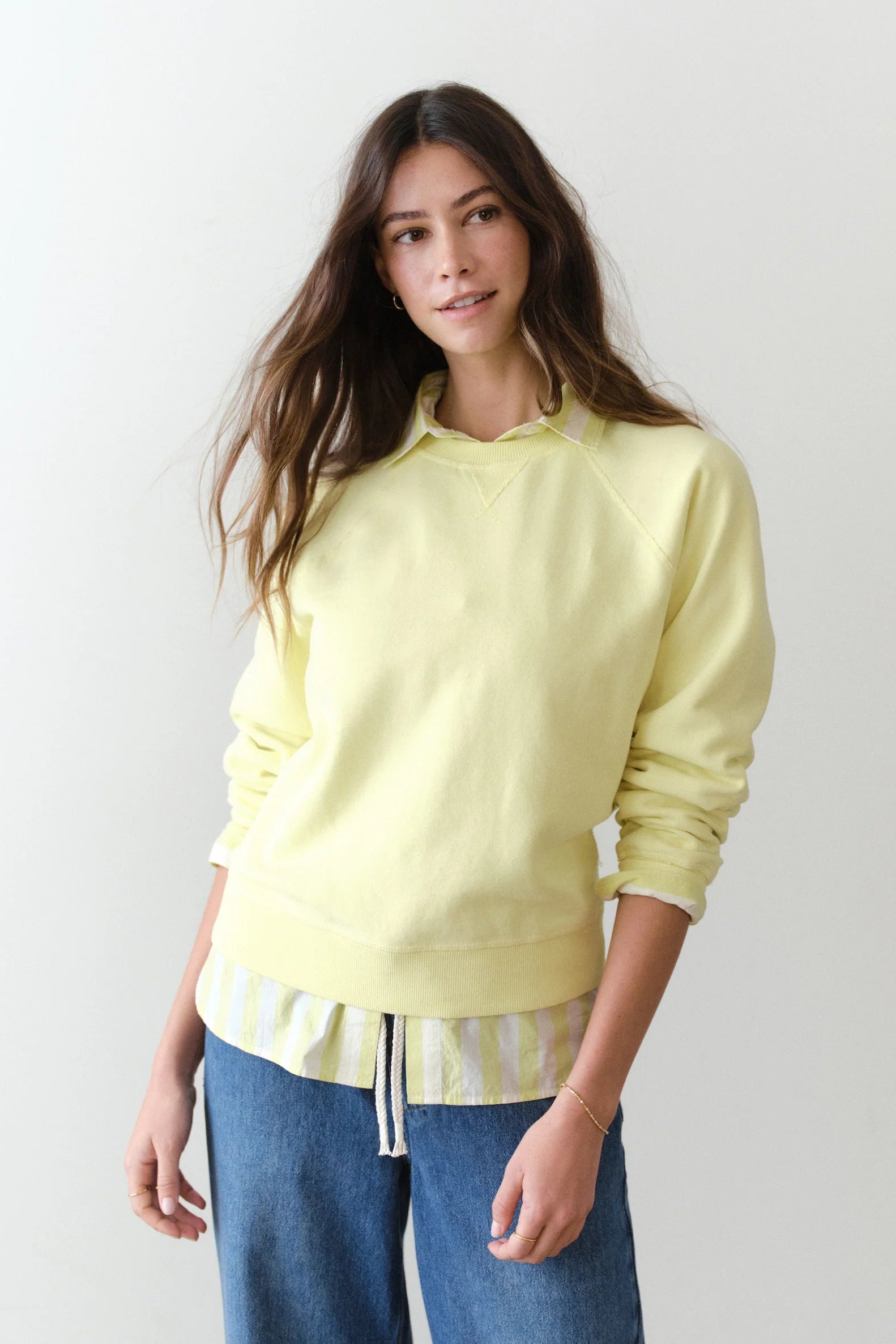 Cloud 9 Reversible Fleece Crewneck- Citron