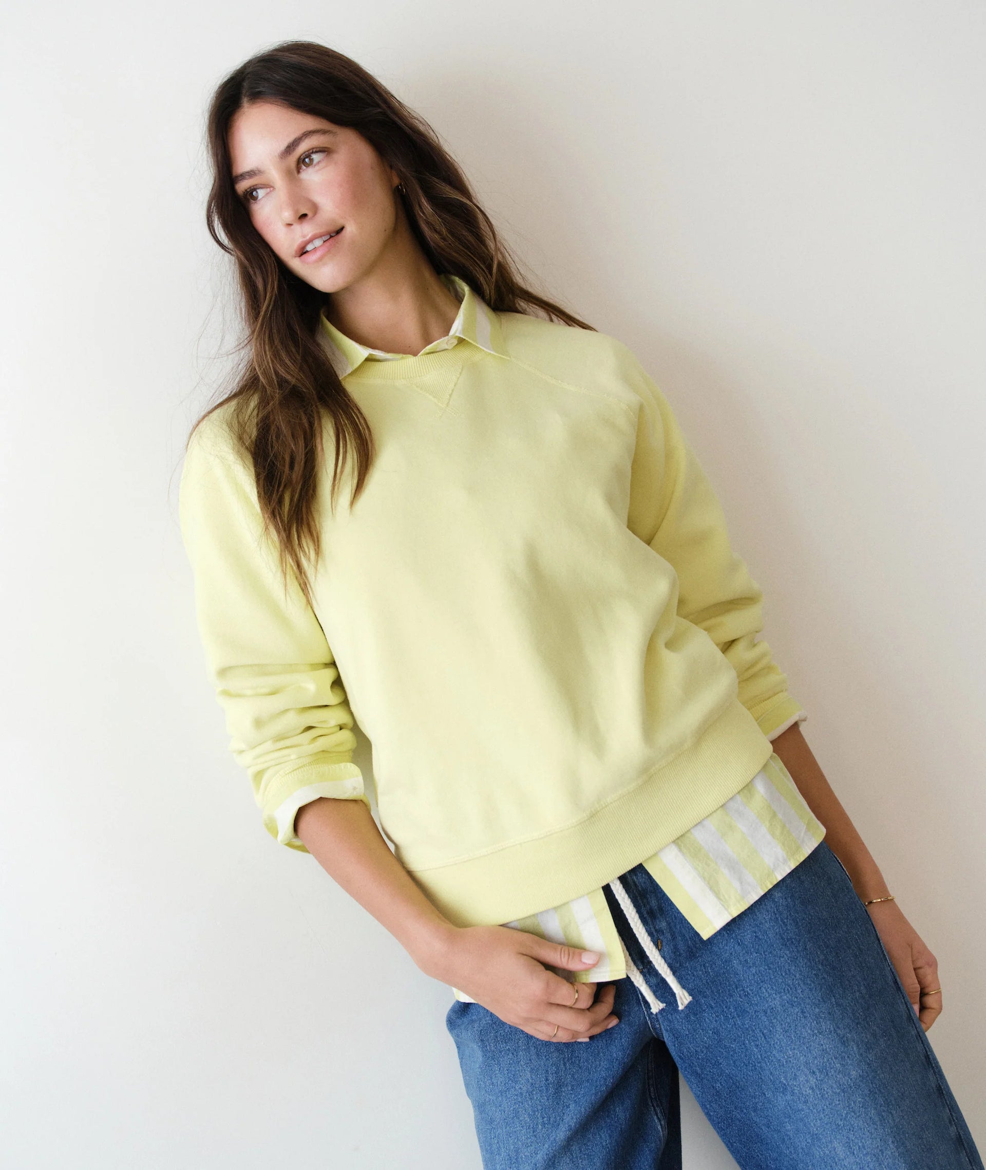 Cloud 9 Reversible Fleece Crewneck- Citron