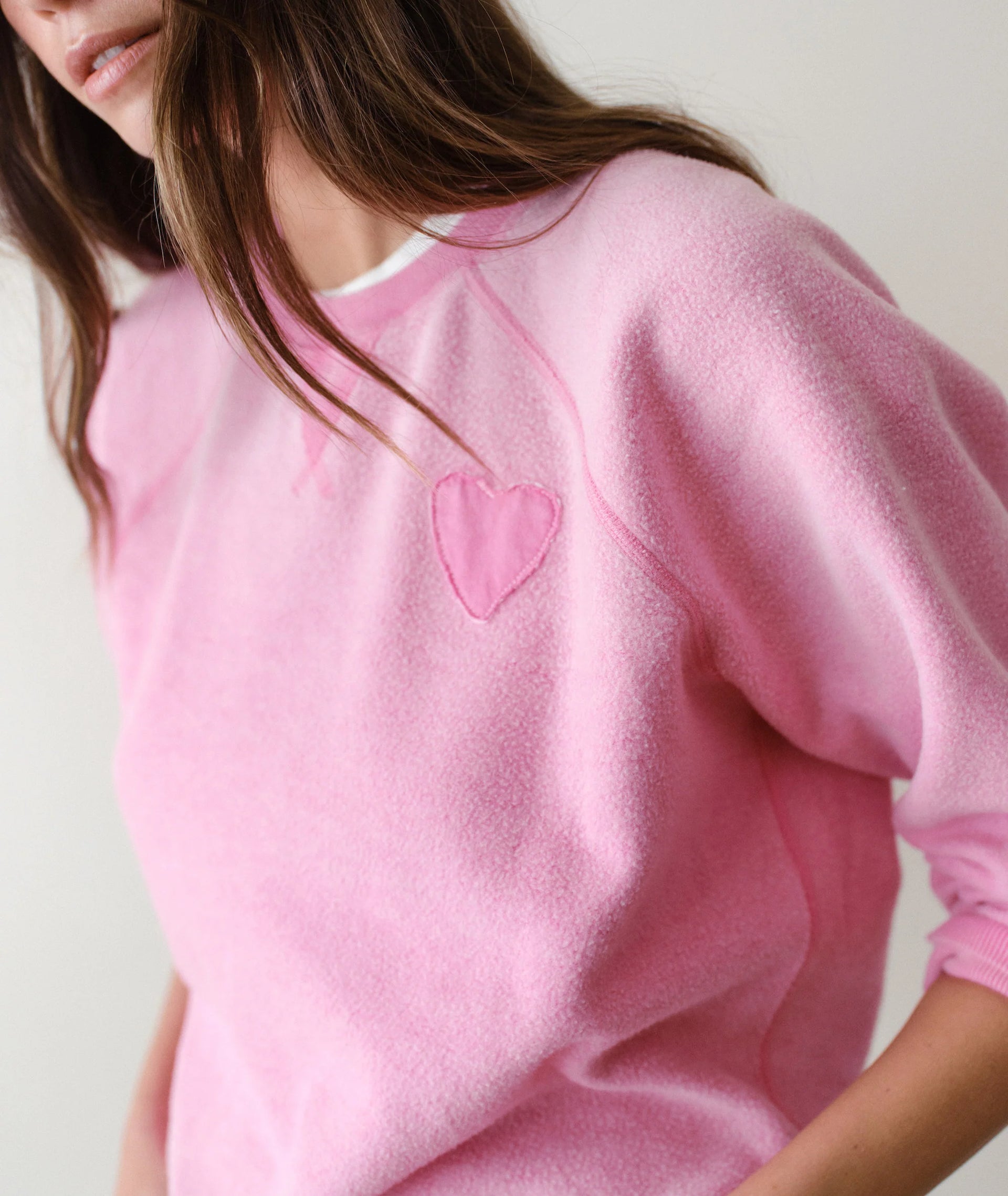 Cloud 9 Fleece Reversible Crewneck- Fuchsia