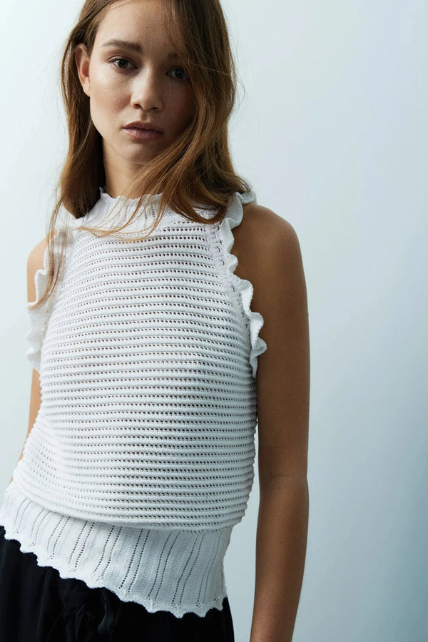 Rana Sleeveless Sweater Tank- Off-White