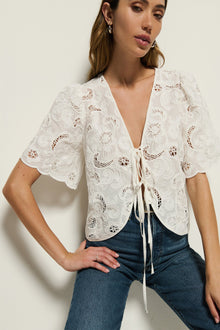 Rosalyn Tie Front Top- White
