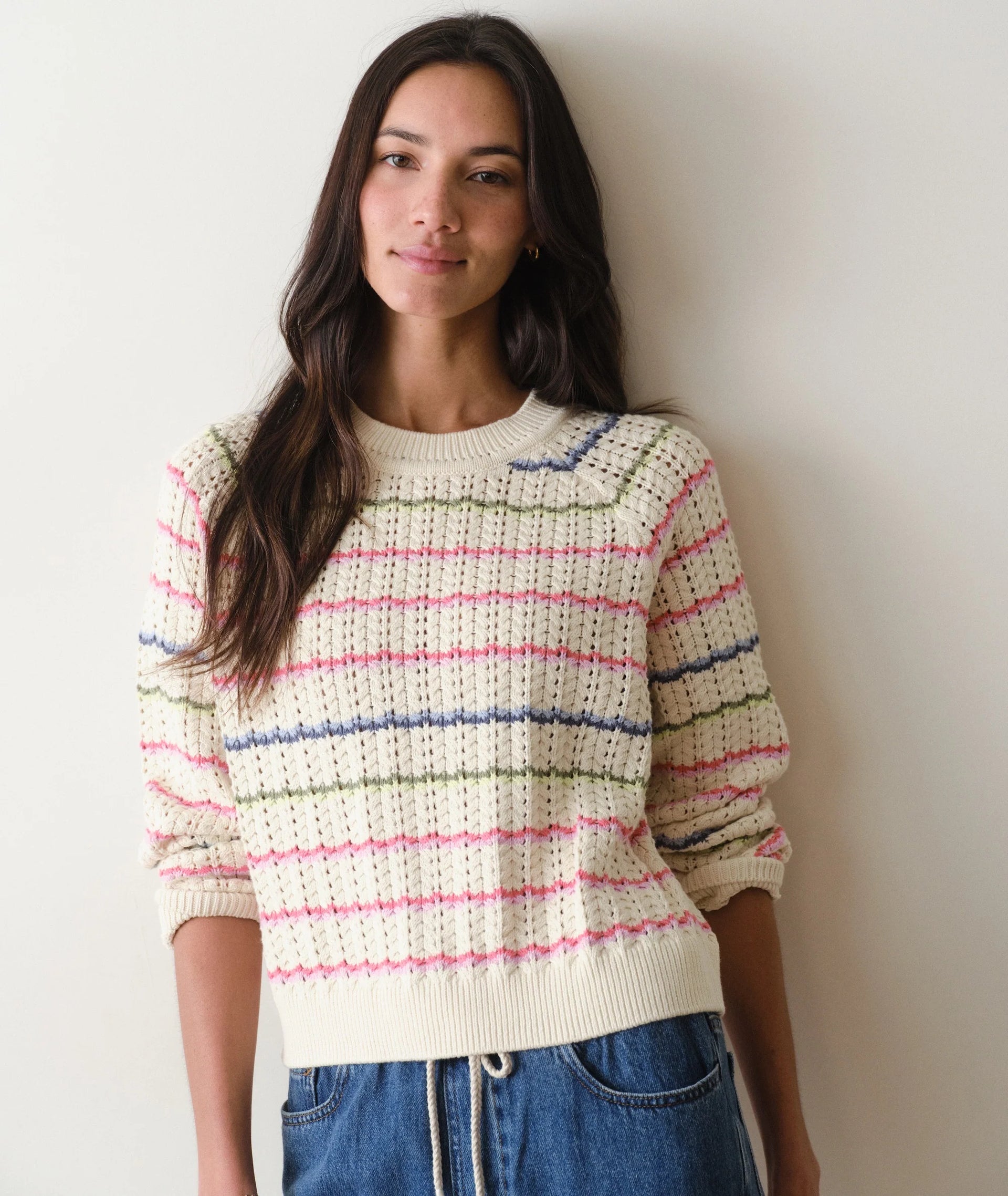 Mina Pointelle Sweater-Rainbow