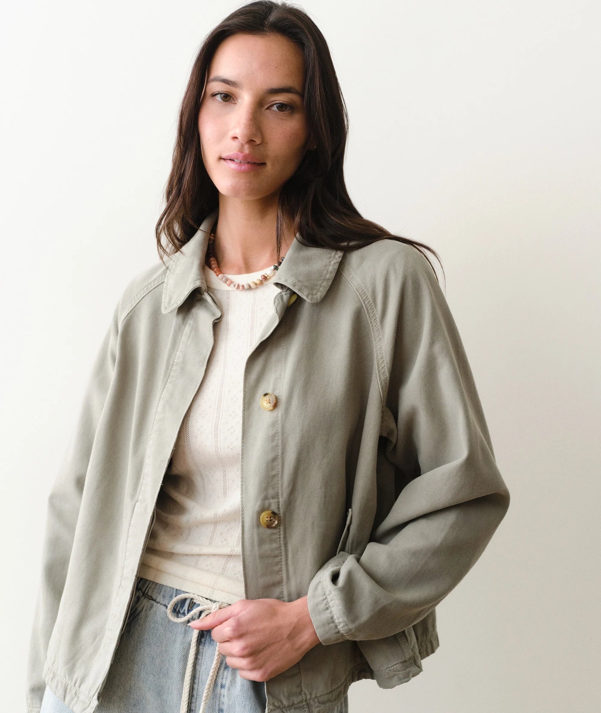 Olivia Cropped Trench-Sage